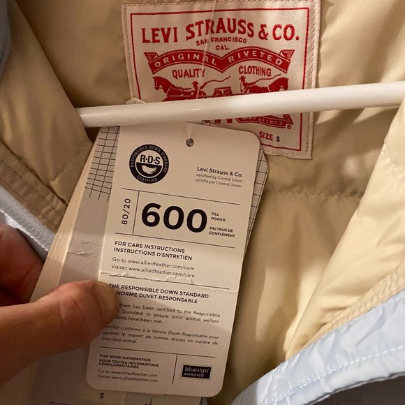 Levi's Light Blue Down Puffer Packable Jacket Coat - Picture 2 of 4